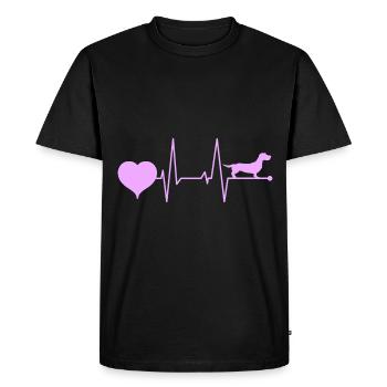 Teckel Teckel à poil dur Dachshund Mama Heartbeat Rose - T-shirt Premium bio Homme - noir - Devant - Nico (187cm)