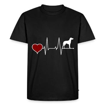 Manchester Terrier chien jouet maman battement de cœur - T-shirt Premium bio Homme - noir - Devant - Nico (187cm)