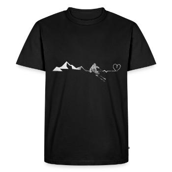 Heart - Heartbeat - Montagne - Ski - (7) - T-shirt Premium bio Homme - noir - Devant - Nico (187cm)