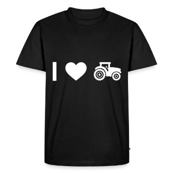 I coeur et tracteur - - T-shirt Premium bio Homme - noir - Devant - Nico (187cm)