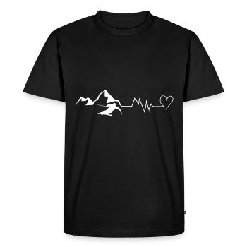 Heart - Heartbeat - Montagne - Ski - (7) - T-shirt Premium bio Homme - noir - Devant - Nico (187cm)