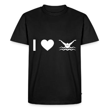 I Cœur et natation - - T-shirt Premium bio Homme - noir - Devant - Nico (187cm)
