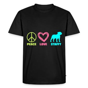 Staffordshire Bull Terrier Staffy Maman Paix Amour - T-shirt Premium bio Homme - noir - Devant - Nico (187cm)