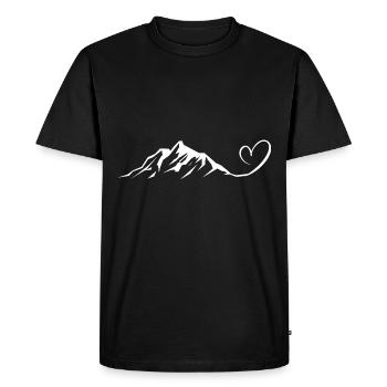 Cœur - Montagne - (6) - T-shirt Premium bio Homme - noir - Devant - Nico (187cm)