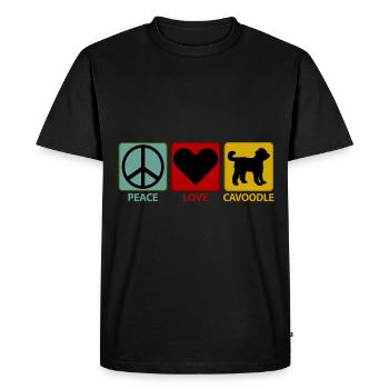 Cavoodle Cavapoo Dog Mix Peace Love - Men's Premium Organic T-Shirt - black - Front - Nico (187cm)
