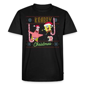 SpongeBob SquarePants Krabby Christmas - Men's Premium Organic T-Shirt - black - Front - Nico (187cm)