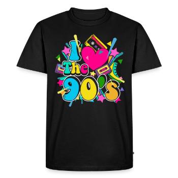 I love 90s Disco 1990 Music - Men's Premium Organic T-Shirt - black - Front - Nico (187cm)