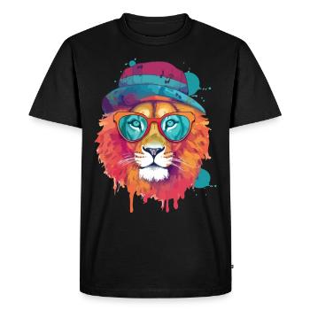 Zio le lion cool - T-shirt Premium bio Homme - noir - Devant - Nico (187cm)