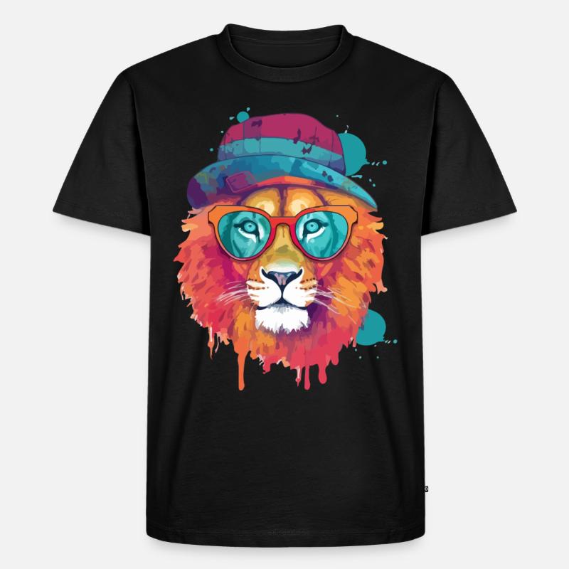 Zio, der coole Löwe - Männer Premium Bio T-Shirt - Schwarz