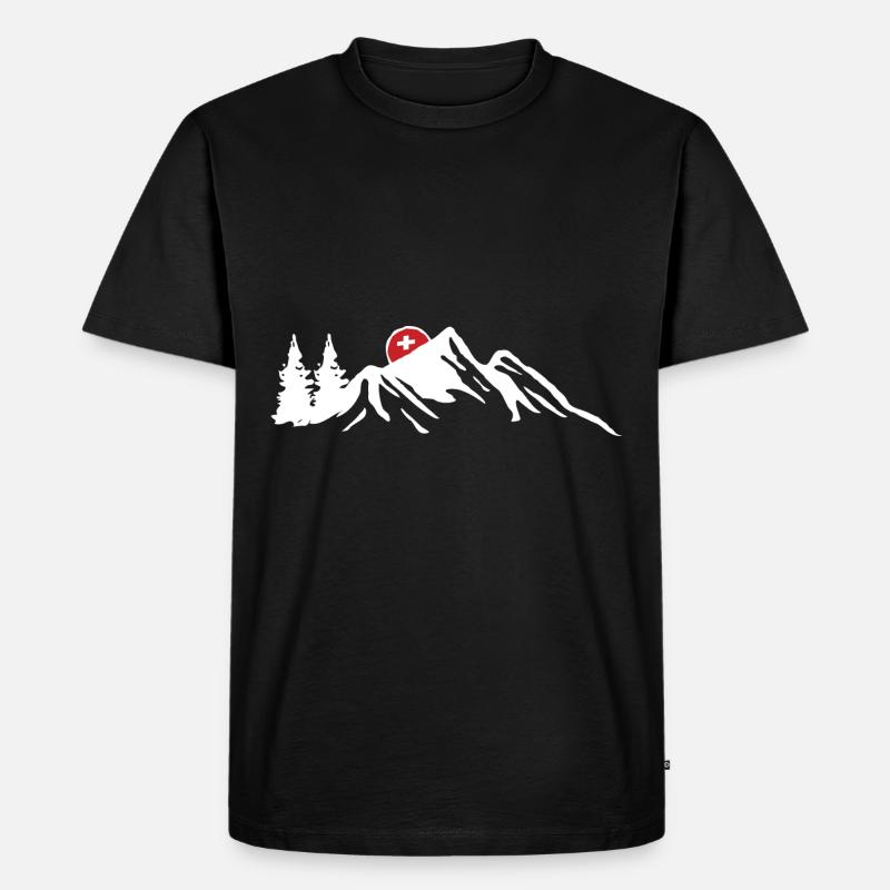 Schweiz Schweizerdeutsch Schweizer Berge - Männer Premium Bio T-Shirt - Schwarz