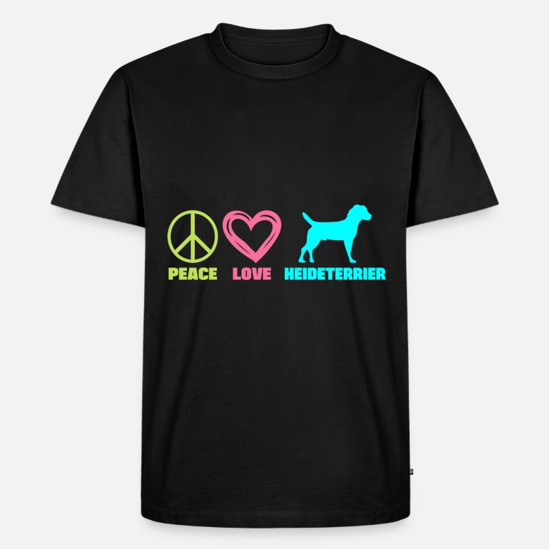 Heideterrier Mama Peace Love - Männer Premium Bio T-Shirt - Schwarz