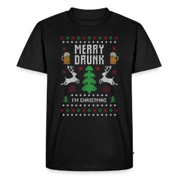 Drinking ugly christmas sweater - Men's Premium Organic T-Shirt - black - Front - Nico (187cm)