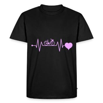 Vélo heartbeat vélo avec motif fille rose - T-shirt Premium bio Homme - noir - Devant - Nico (187cm)
