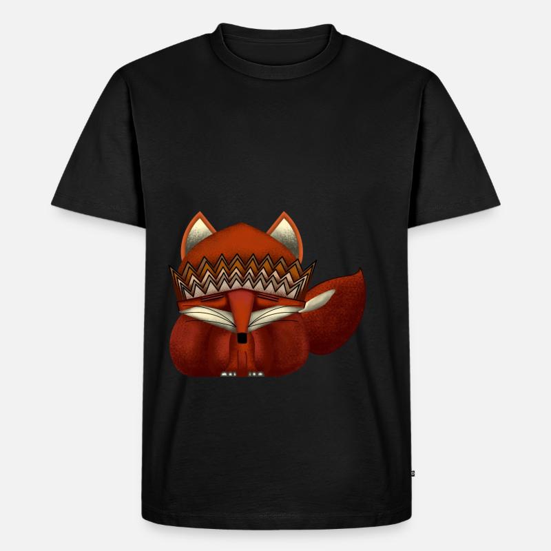 Fuchs mit Krone - Männer Premium Bio T-Shirt - Schwarz