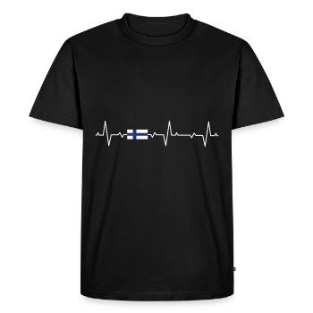 Finlande Herzschlag Finnois Finlandais - T-shirt Premium bio Homme - noir - Devant - Nico (187cm)