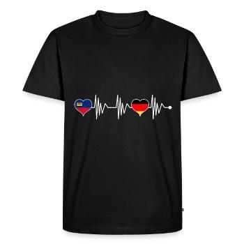 Luxembourg Germany Flag Heart Flag Heartbeat - Men's Premium Organic T-Shirt - black - Front - Nico (187cm)