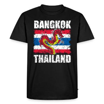 Bangkok Thaïlande Dragon Drapeau Drapeau Asie Vacances - T-shirt Premium bio Homme - noir - Devant - Nico (187cm)
