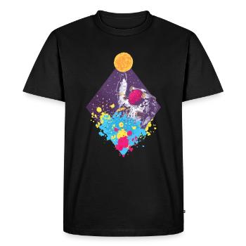 Spaceman coloré volant - T-shirt Premium bio Homme - noir - Devant - Nico (187cm)