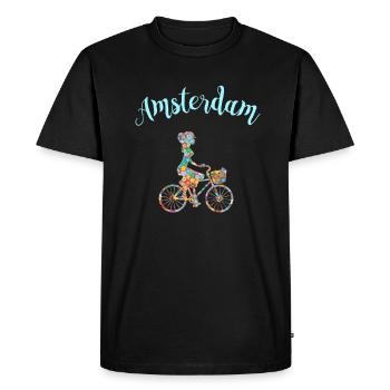 Cadeau Souvenir Vélo Amsterdam T-Shirt - T-shirt Premium bio Homme - noir - Devant - Nico (187cm)