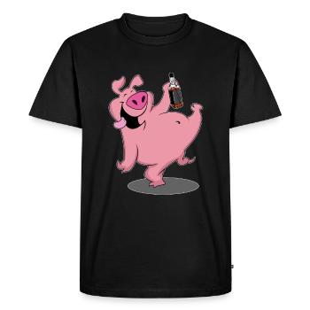 Cochon avec alcool de bière Sauf motif de fête - T-shirt Premium bio Homme - noir - Devant - Nico (187cm)