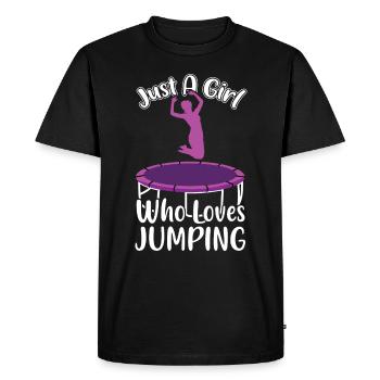 Une fille aime sauter sur le trampoline - T-shirt Premium bio Homme - noir - Devant - Nico (187cm)