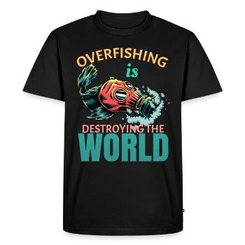 Overfishing destroys world Environmental protection Gift - Men's Premium Organic T-Shirt - black - Front - Nico (187cm)