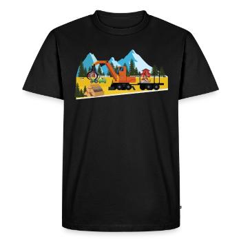 Abatteuse forestière bûcheron - T-shirt Premium bio Homme - noir - Devant - Nico (187cm)