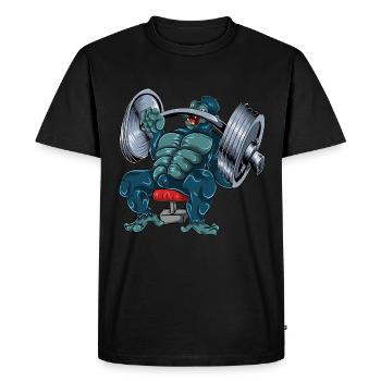 Gorilla monkey bench press - Men's Premium Organic T-Shirt - black - Front - Nico (187cm)