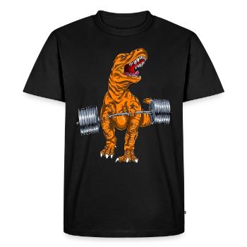 Tyrannosaure maléfique Deadlift - T-shirt Premium bio Homme - noir - Devant - Nico (187cm)