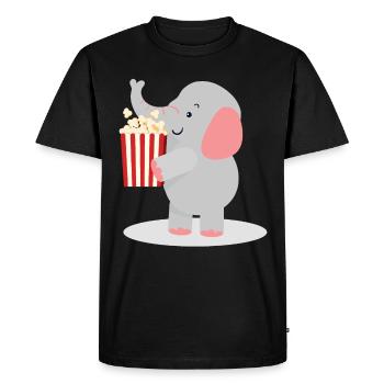Éléphant avec pop-corn - T-shirt Premium bio Homme - noir - Devant - Nico (187cm)