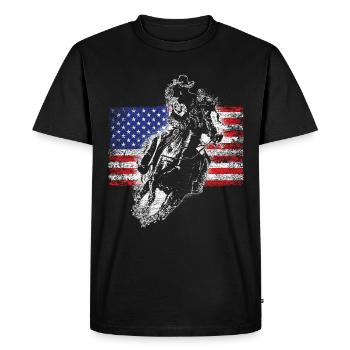 Drapeau Cowboy - T-shirt Premium bio Homme - noir - Devant - Nico (187cm)