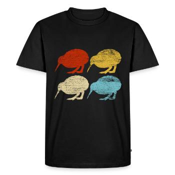 Retro kiwi New Zealand - Men's Premium Organic T-Shirt - black - Front - Nico (187cm)