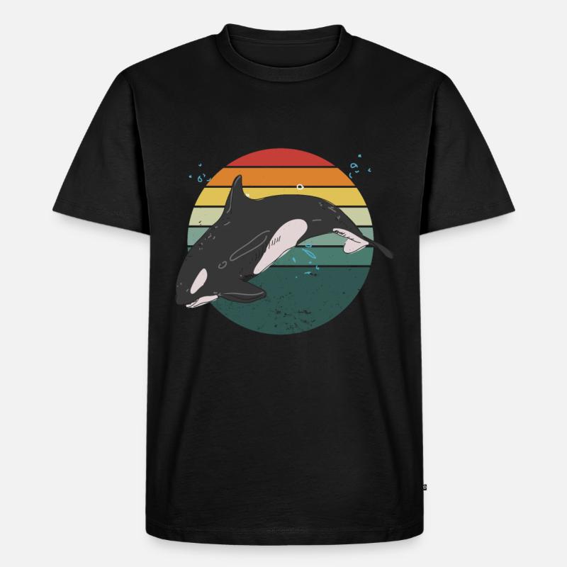 Retro Orca - Männer Premium Bio T-Shirt - Schwarz