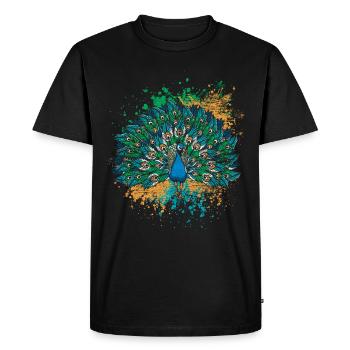 Paon beauté plume de paon - T-shirt Premium bio Homme - noir - Devant - Nico (187cm)