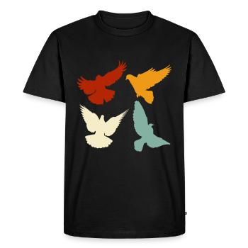 Retro pigeon animal - Men's Premium Organic T-Shirt - black - Front - Nico (187cm)