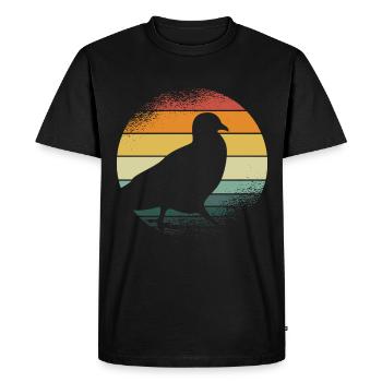 Retro pigeon - Men's Premium Organic T-Shirt - black - Front - Nico (187cm)