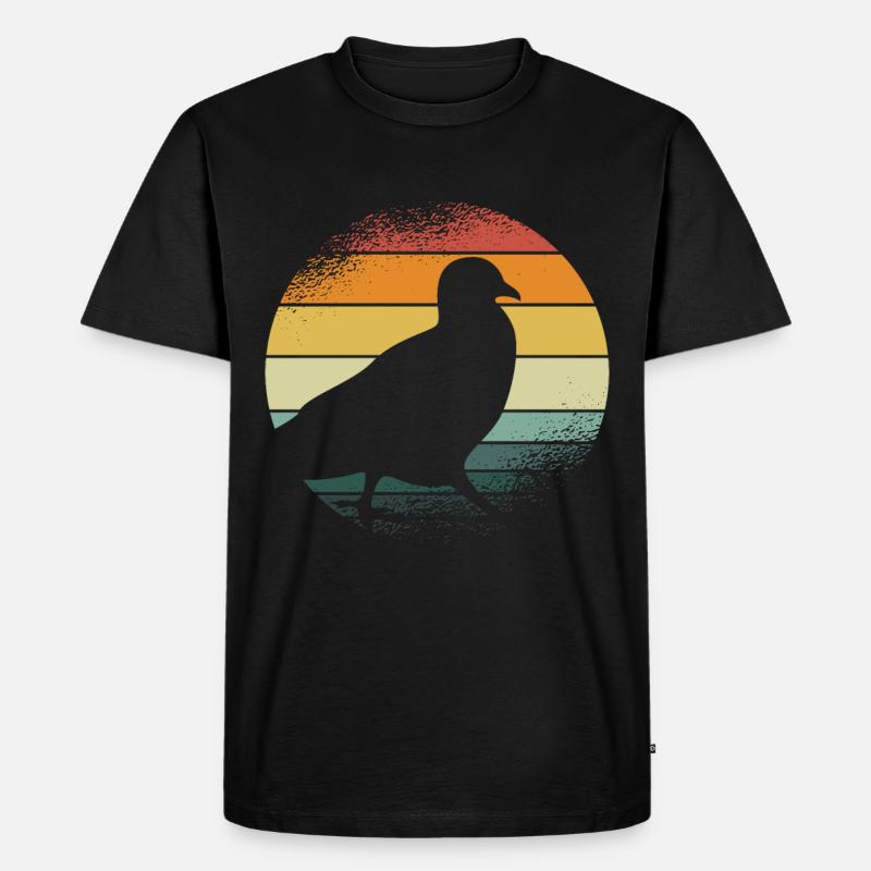 Retro Taube - Männer Premium Bio T-Shirt - Schwarz