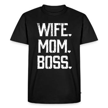 Femme mère patron - T-shirt Premium bio Homme - noir - Devant - Nico (187cm)
