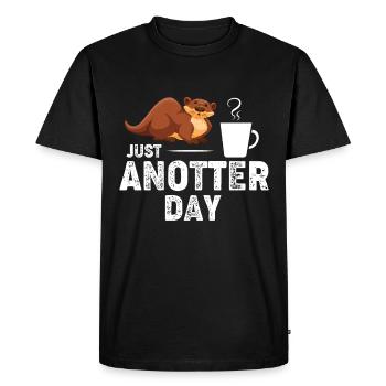 La loutre au café - T-shirt Premium bio Homme - noir - Devant - Nico (187cm)