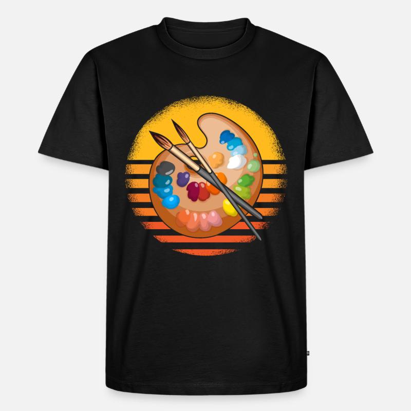 Retro Malen - Männer Premium Bio T-Shirt - Schwarz