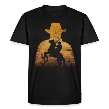 Chapeau de cowboy cowboy - T-shirt Premium bio Homme - noir - Devant - Nico (187cm)
