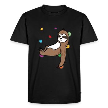 Climbing sloth - Men's Premium Organic T-Shirt - black - Front - Nico (187cm)