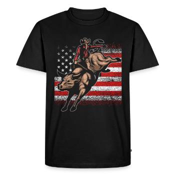 Cowboy Western Country - Men's Premium Organic T-Shirt - black - Front - Nico (187cm)