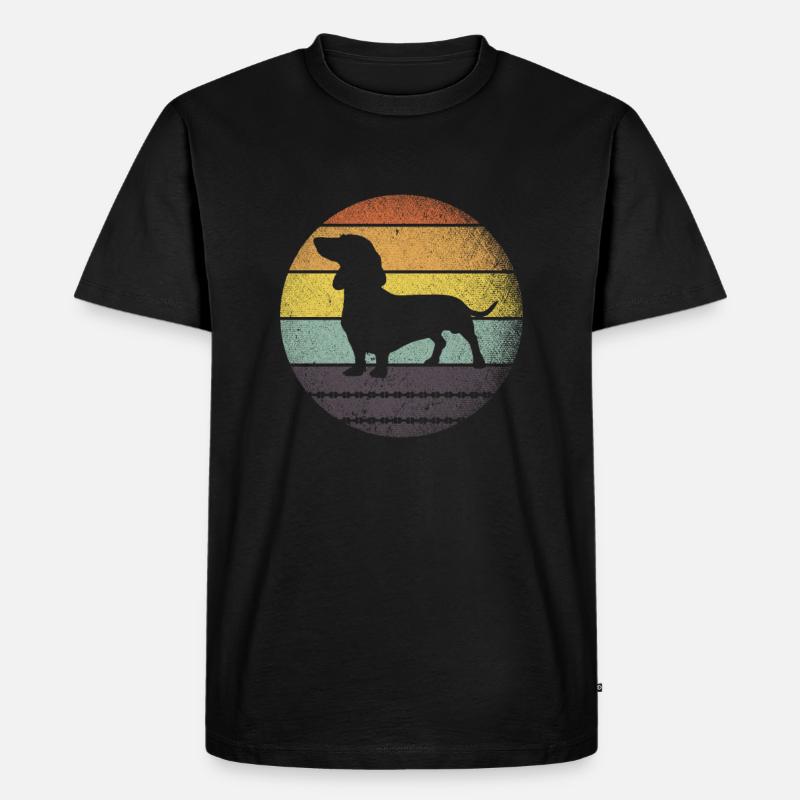 Retro Dackel - Männer Premium Bio T-Shirt - Schwarz