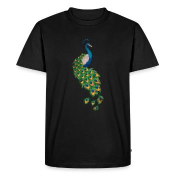 Amoureux des animaux paon - T-shirt Premium bio Homme - noir - Devant - Nico (187cm)