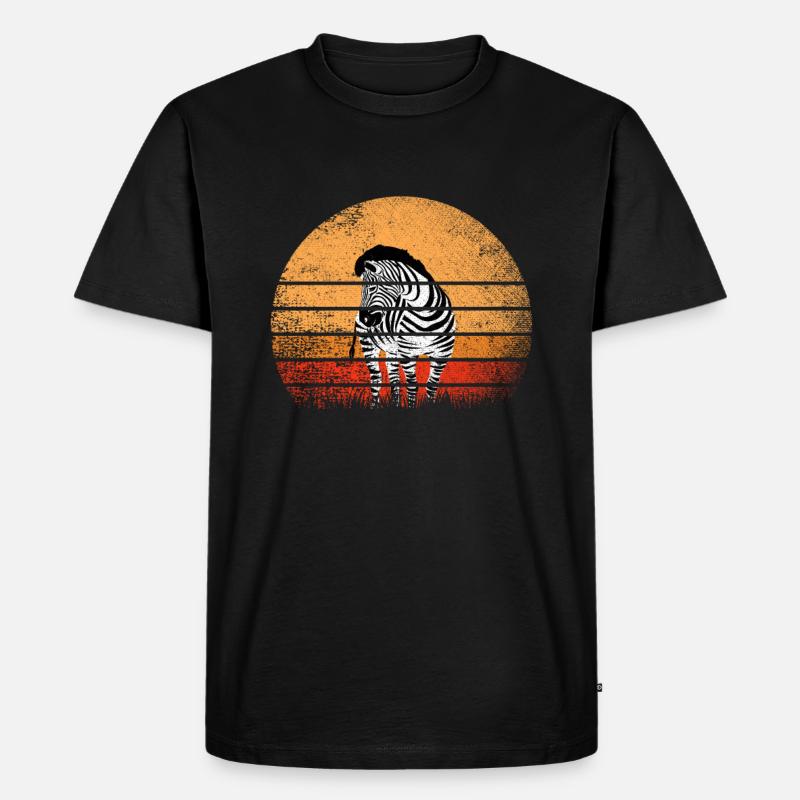 Retro Zebra - Männer Premium Bio T-Shirt - Schwarz