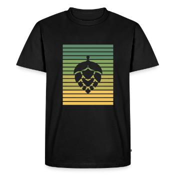 Houblon de bière rétro - T-shirt Premium bio Homme - noir - Devant - Nico (187cm)