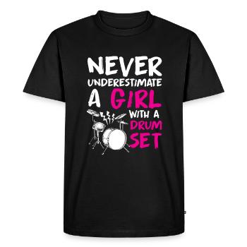 Fille de batterie - T-shirt Premium bio Homme - noir - Devant - Nico (187cm)