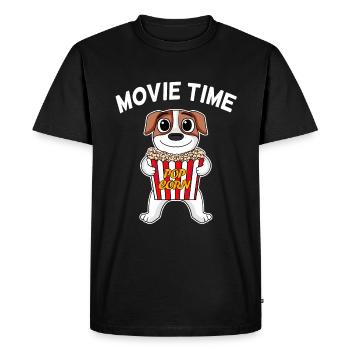 Movie night Movie night Movie time Jack Russell - Men's Premium Organic T-Shirt - black - Front - Nico (187cm)