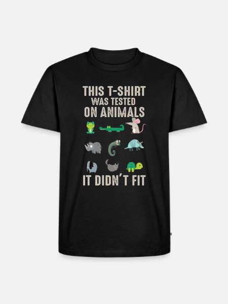 tested on animal getestet an tieren es passt nicht - Ekologisk premium-T-shirt herr - svart